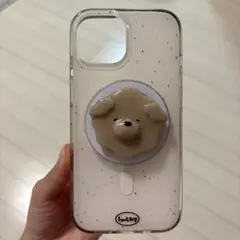 iPhone15ケース lucky 犬デザイン マグネット対応