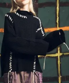 PERVERZE パーバーズ クラッシュ ダメージ ニット ベストセーター