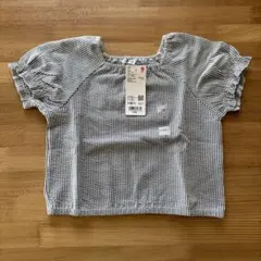 【新品/タグ付】ユニクロ シャーリングボリュームスリーブ 半袖 110cm