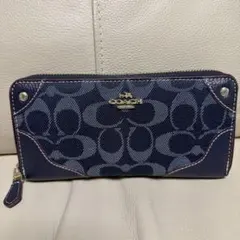 コーチ 長財布 シグネチャー デニム調