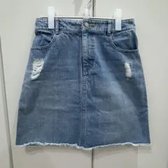 【COLZA】デニム ミニスカート ダメージ加工 Lサイズ
