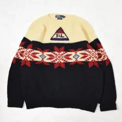 90s ラルフローレン RL67 SNOW BEACH ハンドニット セーター