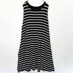 【美品】 ノースリーブワンピース チュニック ボーダー XXL ポケット