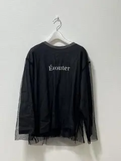 Écouter ロゴ入りチュールレイヤード長袖Tシャツ ブラック S