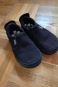 VANS/ヴァンズ/スリッポン/黒/ブラック/内側チェッカー/16㌢/男女兼