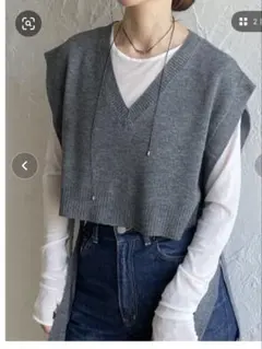 she’s closet ショート丈深vネックサイドリボンニットベスト