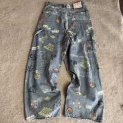 ロデオクラウンズ ICON ペインターパンツデニム ワイドストレート Mゆったり