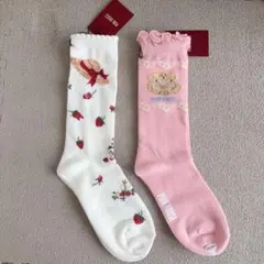 PINK HOUSE ソックス 花束 麦わら帽子 苺柄 axes ロリータのサムネイル