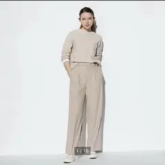 UNIQLO タックワイドパンツ ベージュ ユニクロ 美品