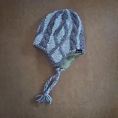 耳あて付きニット帽 ベージュグレー