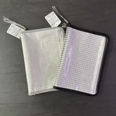 6リングファイルケース　ギンガムチェック　2点セット　ダイソー　ブラック　グレー