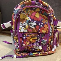グラグラ　grandgroundキッズ用 リュック 総柄 パープル　レトロのサムネイル