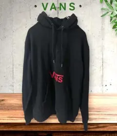 【美品】VANS バンズ チェッカーボード パーカー 黒×赤 S 裏起毛