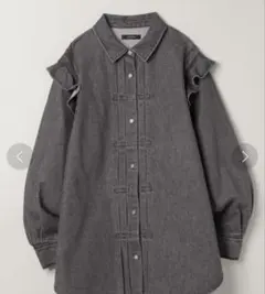 ジーナシス　デニムフリルレギュラーシャツ