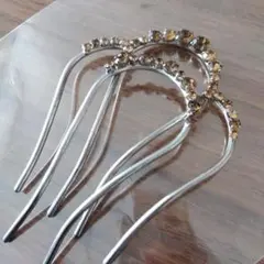 シルバー クリスタルビーズ ヘアアクセサリー 3個セット