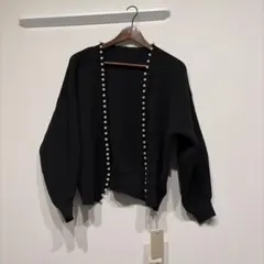 【未使用タグ付】　セゾンドパピヨン　パールニットカーディガン