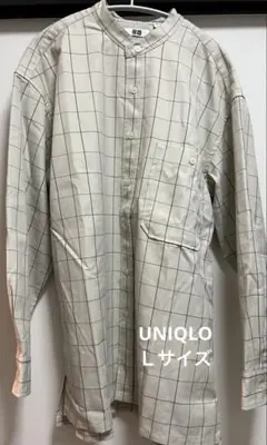 UNIQLO U チェック柄長袖シャツ ベージュ系