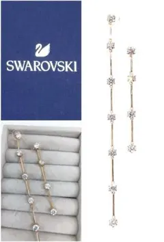 ★スワロフスキー コンステラ アシンメトリー ロングピアス ローズゴールド