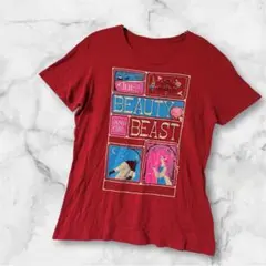 赤センタープリント半袖Tシャツ レッド