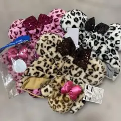 ヒョウ柄　ミニー　ファンキャップ　ミラー　ポーチ　ディズニーランド