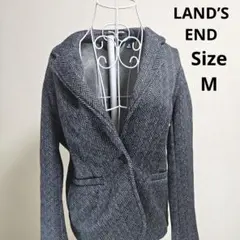 【オシャレ⭐LAND’S END】紺　白　総柄ジャケット　サイズM