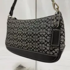 極美品 Coach コーチ アクセサリーポーチ グレー シグネチャー 6094