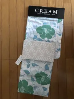 タグ付き 花柄浴衣・帯セット ( 緑と青の配色)のサムネイル