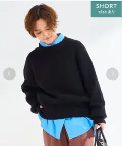 green label relaxing コットンハイネックニットブラック　S