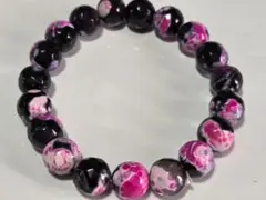 【天然石】ブラックピンク瑪瑙ブレスレット約10ミリ内径16CM✨綺麗✨