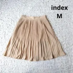 美品【インデックス】index プリーツスカート ベージュ ひざ丈 シンプル　Мのサムネイル