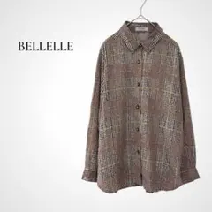 BELLELLE 総柄シャツ オーバーサイズ 9号 레트로 感 幾何学調 레트로