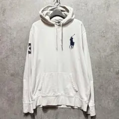 00s Ralph Lauren ホワイト ビッグポニー パーカー XLサイズ
