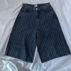 W.W.G ダークストライプ デニム ハーフパンツ H-472
