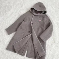 DANTON ダントン ウールモッサ　フードロングコート　34 グレージュ