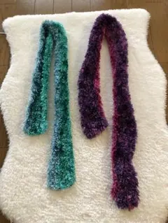 トレンド】ハンドメイド　ニットスカーフ 2本セット 流行の細長いマフラー