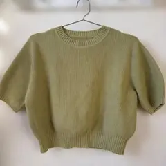 GRL 半袖 リブニット ピスタチオグリーン M