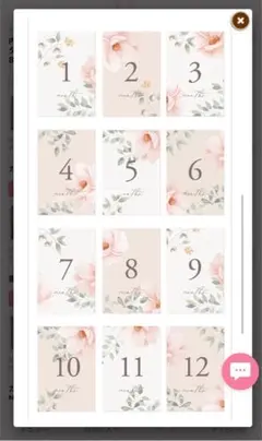 月齢カードセット 花柄デザイン