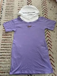 xgirl 紫 半袖ワンピース 肩空き　フード付き　140