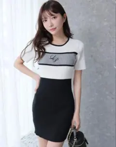 LIP SERVICE LPバイカラーリブニットワンピース