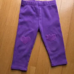 NEXT　裏起毛パープル ハート刺繍 レギンス90