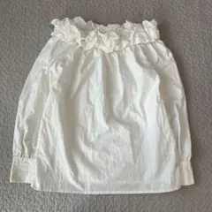 フリルブラウス 白ブラウス 長袖 シンプル レディース　春　フリル襟　綺麗め