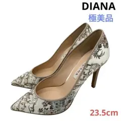 〈極美品〉DIANA ダイアナ【23.5】花柄 刺繍 ポインテッドトゥ パンプス