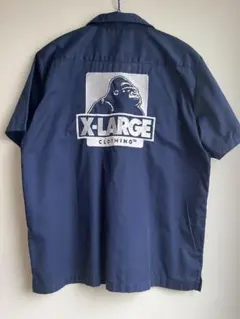 XLARGE ワークシャツ ネイビー 半袖 ロゴ刺繍のサムネイル
