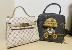 テディベア付きロゴハンドバッグ　2つセット