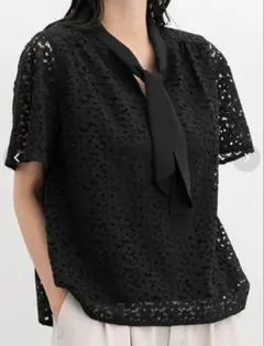Honeys レースボウタイトップス トップス S ブラック
