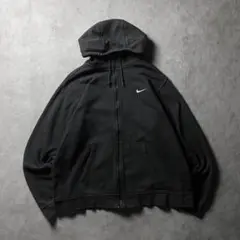 【入手困難】 10s NIKE ジップパーカー 刺繍ロゴ ブラック 黒 y2k