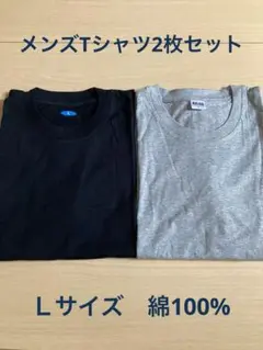 新品　メンズ　Tシャツ　2枚セット　黒＆グレー　Ｌサイズ　綿100% 無地