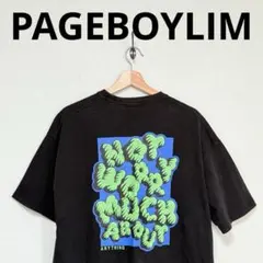 PAGEBOYLIM Tシャツ ロゴ ブラック グリーン カジュアル ストリート