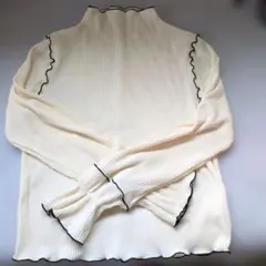 classicall elfメロウリブ長袖カットソー アイボリー×ブラック