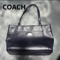COACH ネイビー レザー トートバッグ